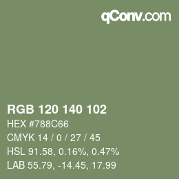 Farbcode: RGB 120 140 102 | qconv.com