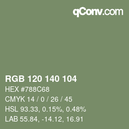 Color code: RGB 120 140 104 | qconv.com