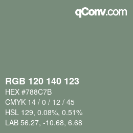颜色代码: RGB 120 140 123 | qconv.com