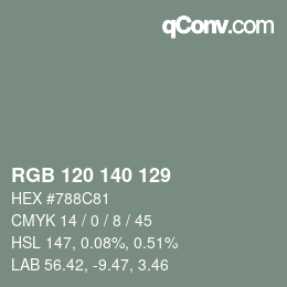 カラーコード: RGB 120 140 129 | qconv.com
