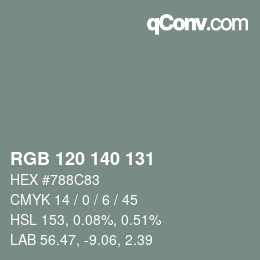 颜色代码: RGB 120 140 131 | qconv.com
