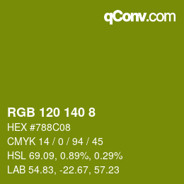 颜色代码: RGB 120 140 8 | qconv.com