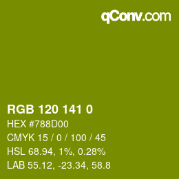 カラーコード: RGB 120 141 0 | qconv.com