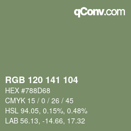 Código de color: RGB 120 141 104 | qconv.com