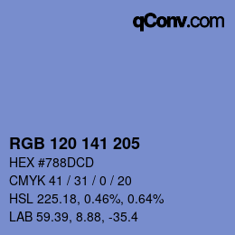 カラーコード: RGB 120 141 205 | qconv.com
