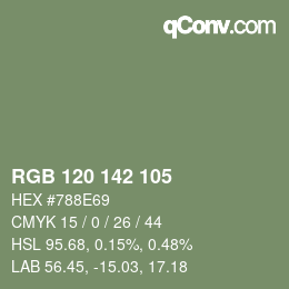 Color code: RGB 120 142 105 | qconv.com