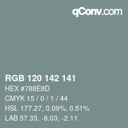 Code couleur: RGB 120 142 141 | qconv.com
