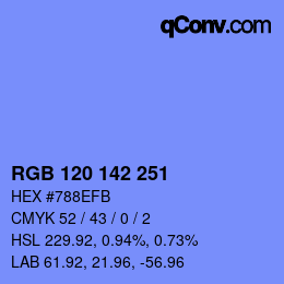 Color code: RGB 120 142 251 | qconv.com