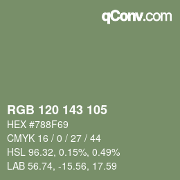 カラーコード: RGB 120 143 105 | qconv.com