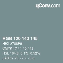 颜色代码: RGB 120 143 145 | qconv.com