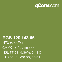 カラーコード: RGB 120 143 65 | qconv.com