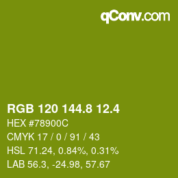 カラーコード: RGB 120 144.8 12.4 | qconv.com