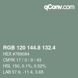 カラーコード: RGB 120 144.8 132.4 | qconv.com