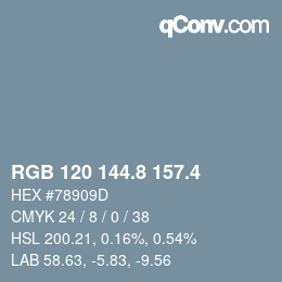 カラーコード: RGB 120 144.8 157.4 | qconv.com
