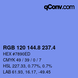 カラーコード: RGB 120 144.8 237.4 | qconv.com