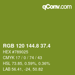 カラーコード: RGB 120 144.8 37.4 | qconv.com