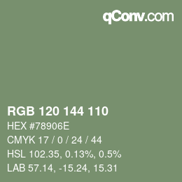 Color code: RGB 120 144 110 | qconv.com