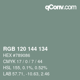 カラーコード: RGB 120 144 134 | qconv.com