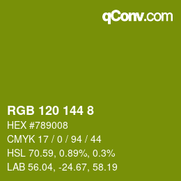 カラーコード: RGB 120 144 8 | qconv.com