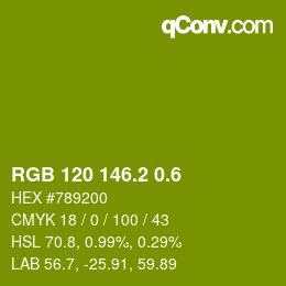 カラーコード: RGB 120 146.2 0.6 | qconv.com