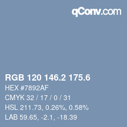 カラーコード: RGB 120 146.2 175.6 | qconv.com