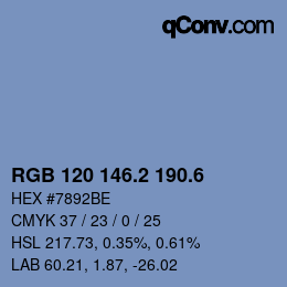 カラーコード: RGB 120 146.2 190.6 | qconv.com