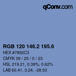 カラーコード: RGB 120 146.2 195.6 | qconv.com
