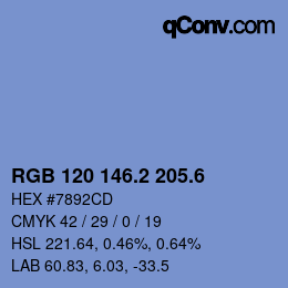 カラーコード: RGB 120 146.2 205.6 | qconv.com