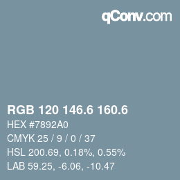 カラーコード: RGB 120 146.6 160.6 | qconv.com