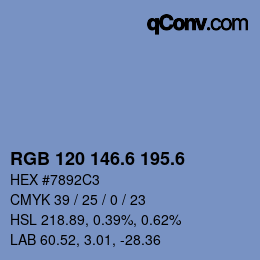カラーコード: RGB 120 146.6 195.6 | qconv.com