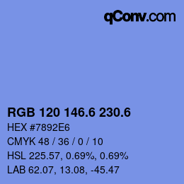 カラーコード: RGB 120 146.6 230.6 | qconv.com