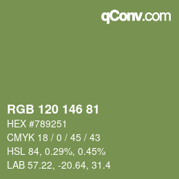 Código de color: RGB 120 146 81 | qconv.com