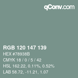 Código de color: RGB 120 147 139 | qconv.com