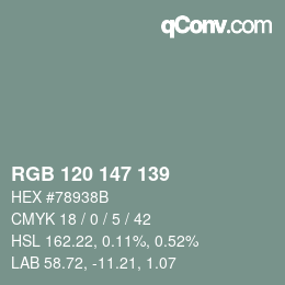 Código de color: RGB 120 147 139 | qconv.com