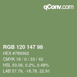 颜色代码: RGB 120 147 98 | qconv.com