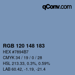 颜色代码: RGB 120 148 183 | qconv.com