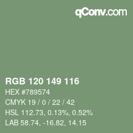 颜色代码: RGB 120 149 116 | qconv.com