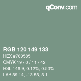 カラーコード: RGB 120 149 133 | qconv.com