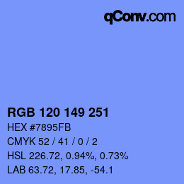 カラーコード: RGB 120 149 251 | qconv.com