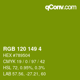 颜色代码: RGB 120 149 4 | qconv.com