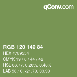 カラーコード: RGB 120 149 84 | qconv.com