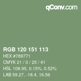 Color code: RGB 120 151 113 | qconv.com