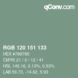 カラーコード: RGB 120 151 133 | qconv.com