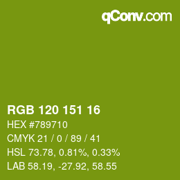 カラーコード: RGB 120 151 16 | qconv.com