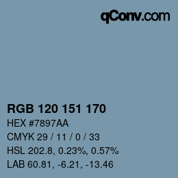 Color code: RGB 120 151 170 | qconv.com