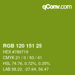 カラーコード: RGB 120 151 25 | qconv.com