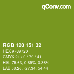 カラーコード: RGB 120 151 32 | qconv.com