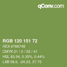 カラーコード: RGB 120 151 72 | qconv.com