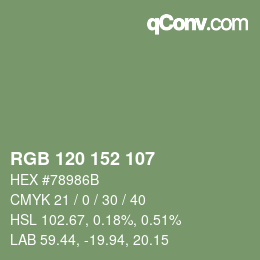 Color code: RGB 120 152 107 | qconv.com
