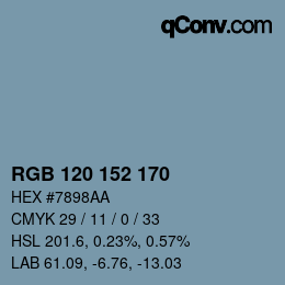 Color code: RGB 120 152 170 | qconv.com